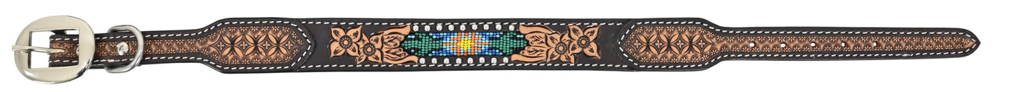 Beaded Cactus Inlay Dog Collar