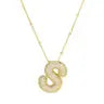 Jeweled Cz Bubble Letter Initial Necklace- GOLD