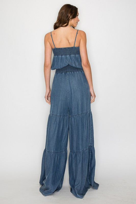 SMOCKING TENCEL JUMPSUIT