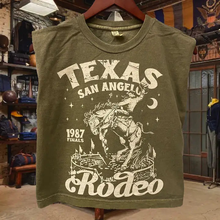 San Angelo Rodeo Finals Midriff Boxy Muscle Crop Top