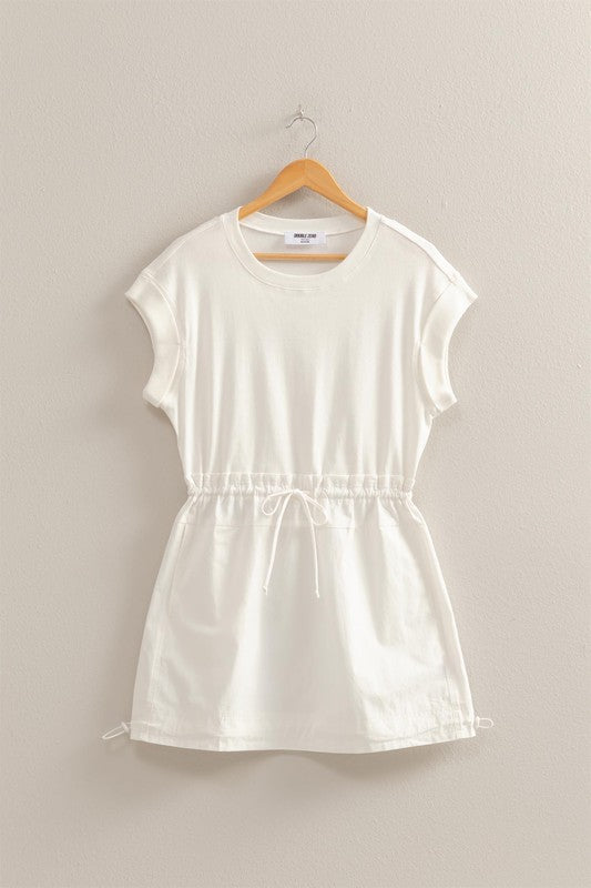 Short Sleeve Elasticized Waist Mini Dress