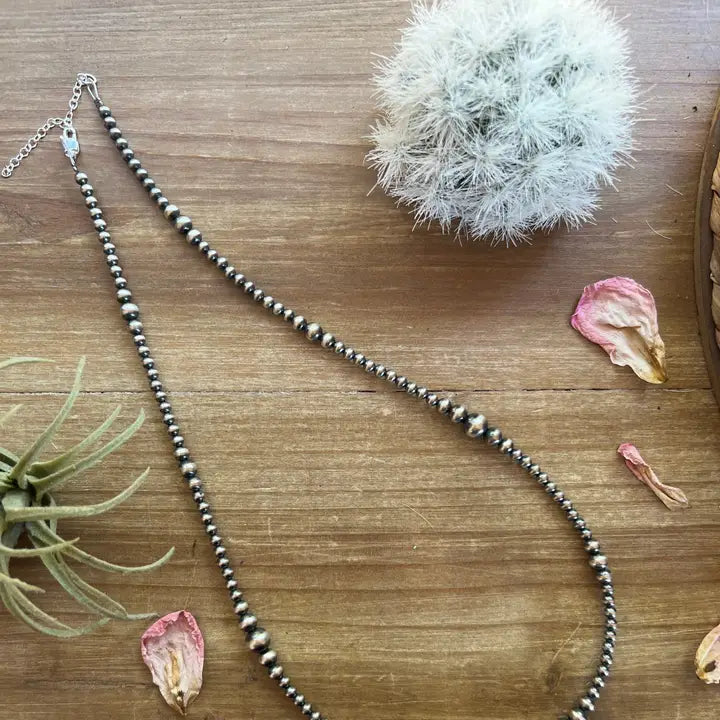 Sterling Silver Pearls Necklace 22 Inch Western Jewelry