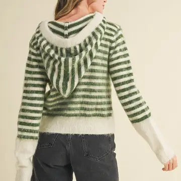Striped Hoodie Sweater Cardigan