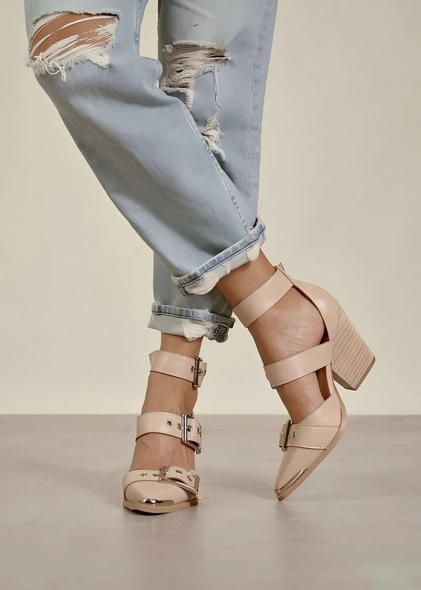 Triple Buckle Strappy Pumps