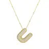 Jeweled Cz Bubble Letter Initial Necklace- GOLD