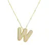 Jeweled Cz Bubble Letter Initial Necklace- GOLD