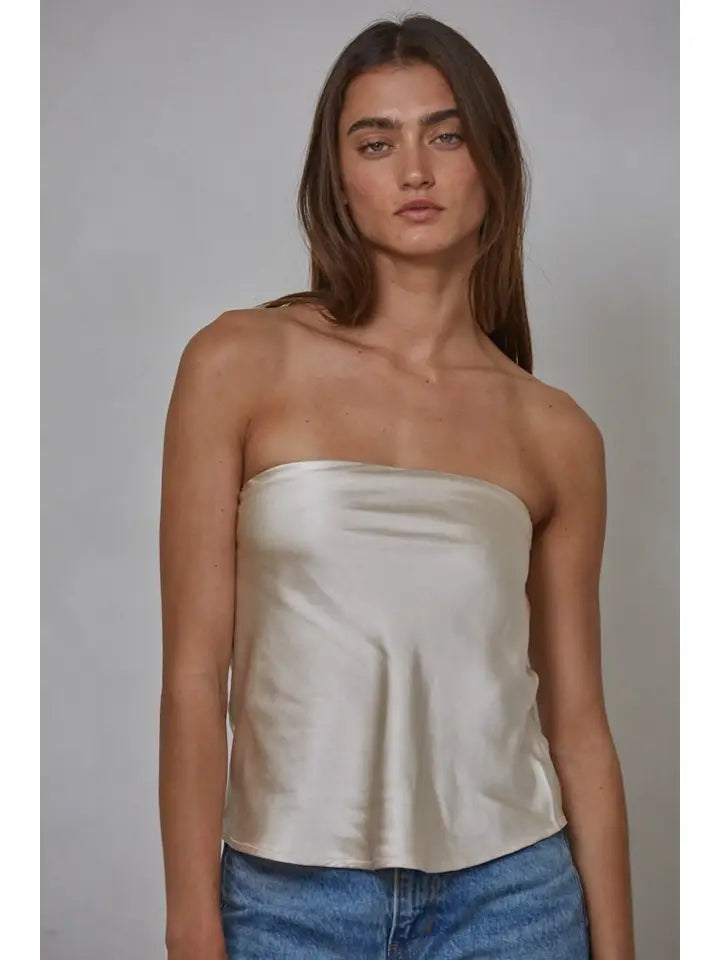 Woven Polyester Spandex Satin Tube Top
