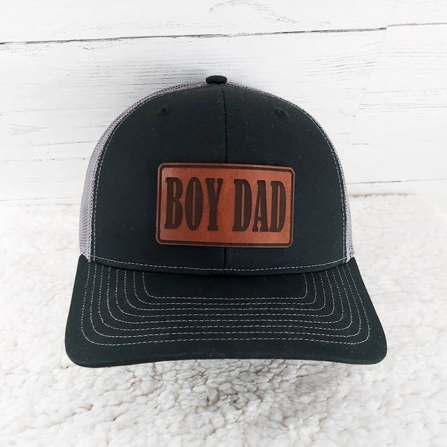 "Fathers Day" Black and Grey Richardson Trucker Hat Brown Patch