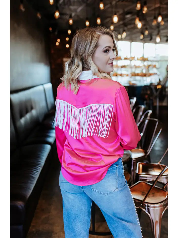 Hot Pink Fringe Western Shirt