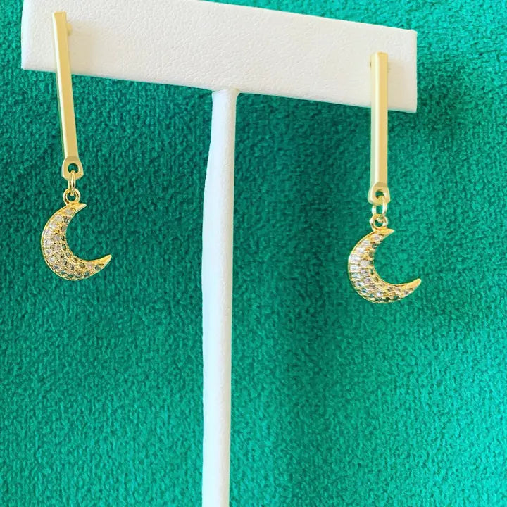 Pave Moon Earrings