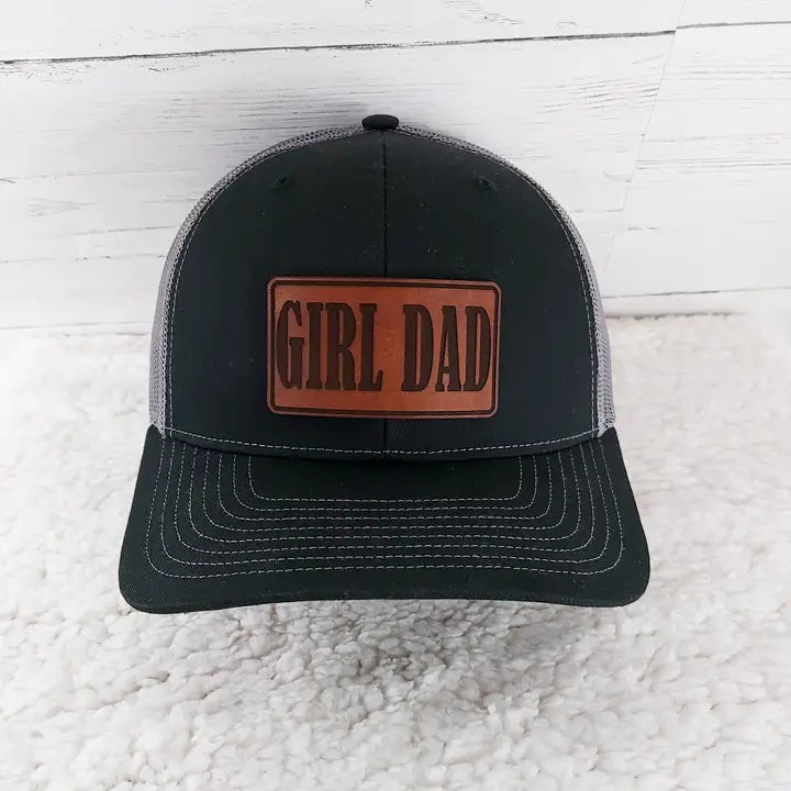 "Fathers Day" Black and Grey Richardson Trucker Hat Brown Patch