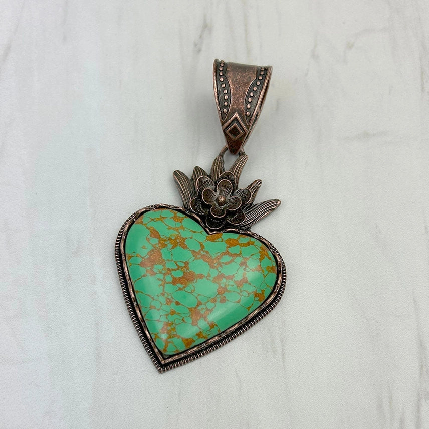 Blue Turquoise Stone Heart Pendent
