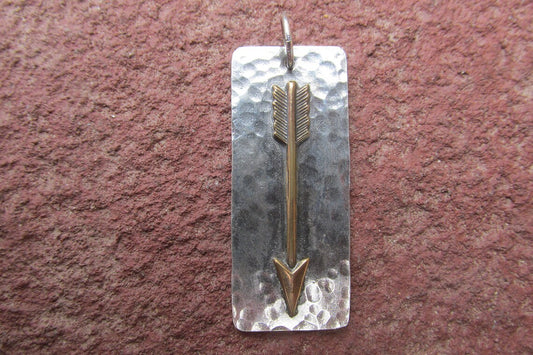 Copper Arrow on Sterling Silver Pendant