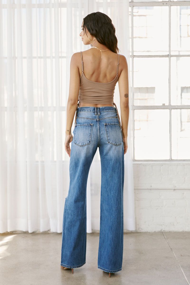 KANCAN ULTRA HIGH RISE EXPOSED BUTTON 90’S FLARE