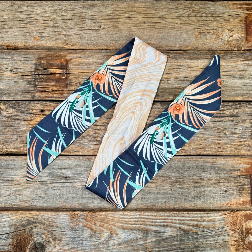 Navy and Orange Western Skinny Mini Wild Rag Scarf / Cowgirl Necktie