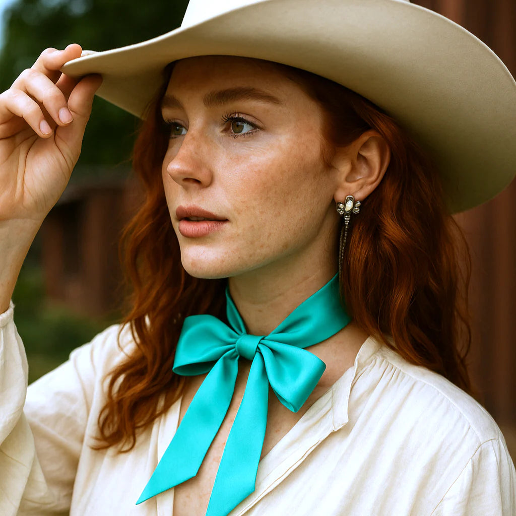 Turquoise Western Skinny Mini Wild Rag Scarf / Cowgirl Necktie