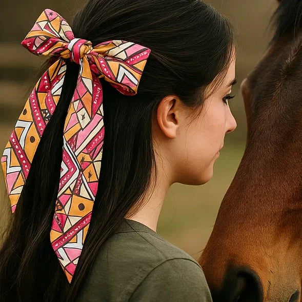 Pink and Brown Multi Western Skinny Mini Wild Rag Scarf / Cowgirl Necktie