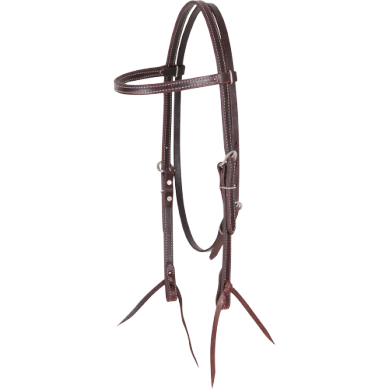 Doubled and Stitched Latigo Browband Headstall 5/8-inch Thick
