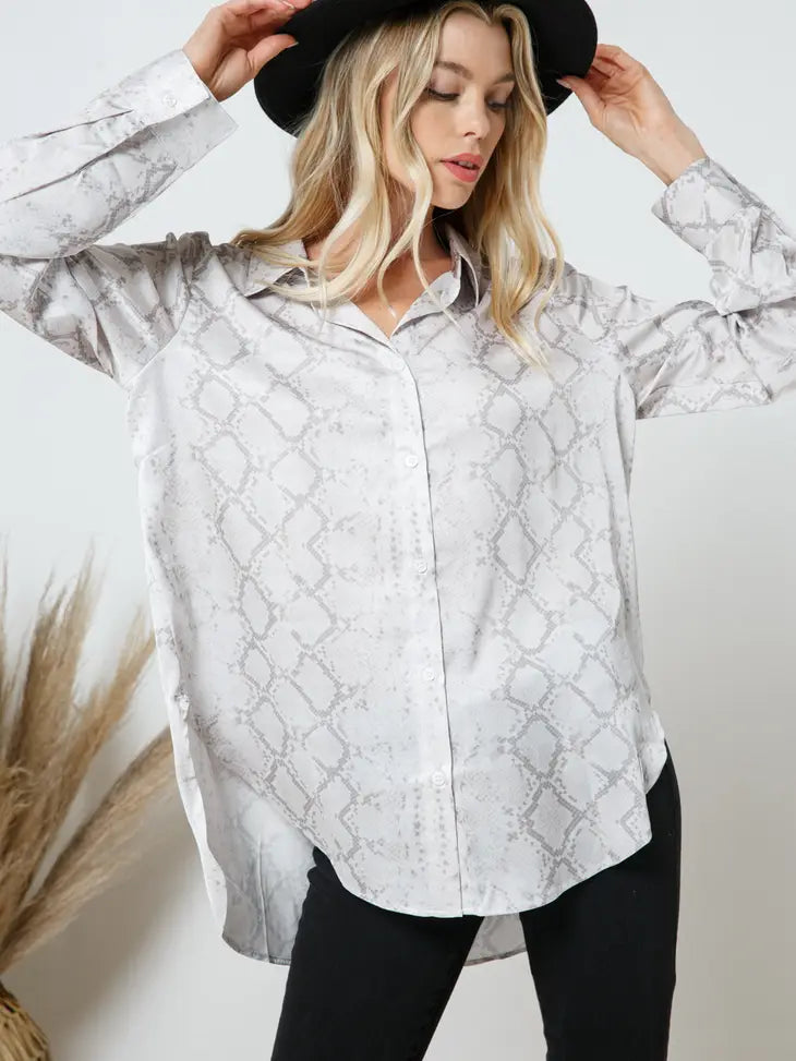 Silky Satin Snake Print Blouse