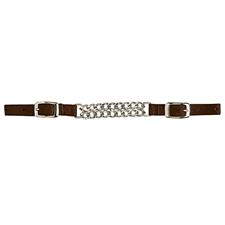 Nylon Brown Curb Strap with 4-1/2" Double Flat Link Chain