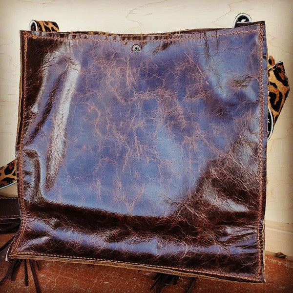 Box Handbag w/ Leopard Accents