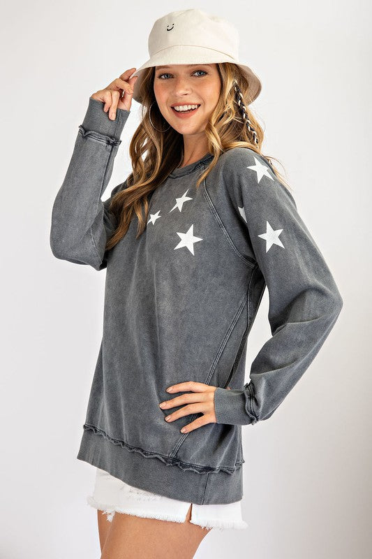 SMOKE STAR TERRY KNIT TOP