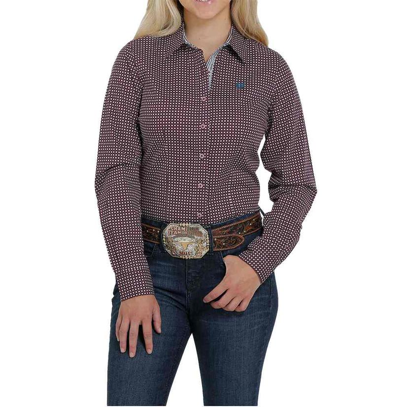Cinch Purple Print Long Sleeve Buttondown