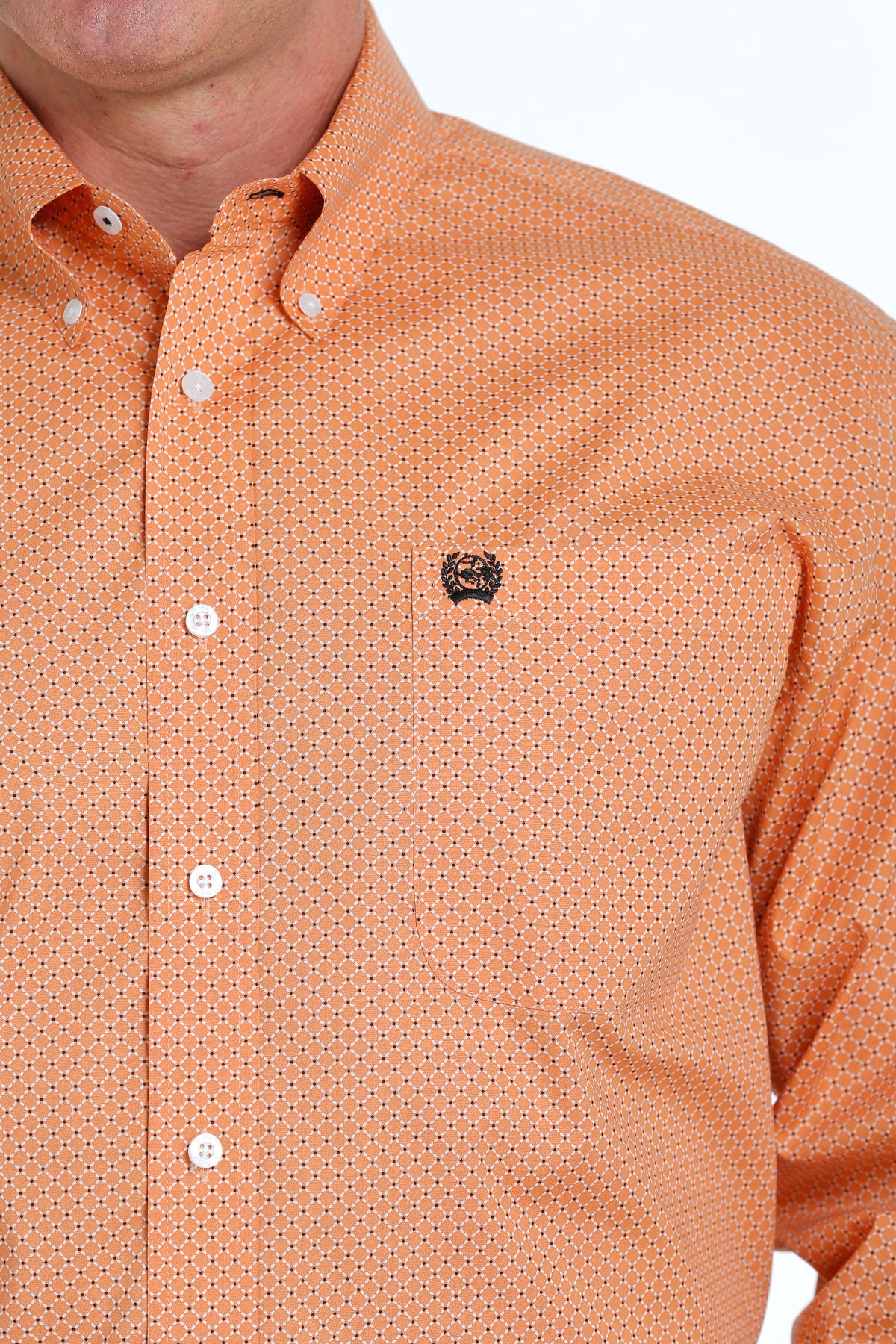 Cinch Mens L/S Orange Print