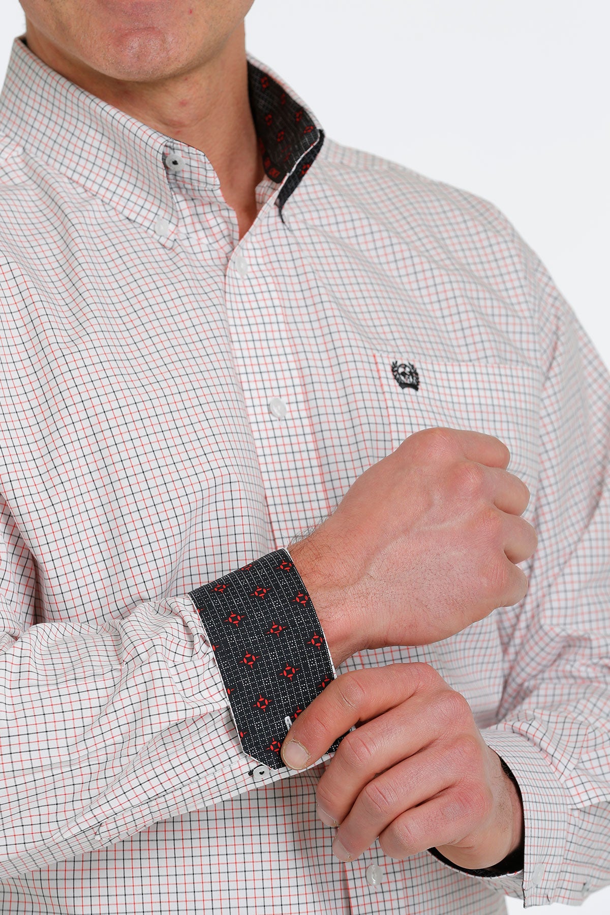 Cinch Mens L/S White Plaid