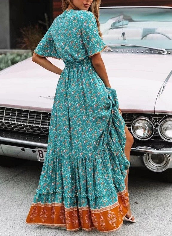 bohemian big swing printed dress
