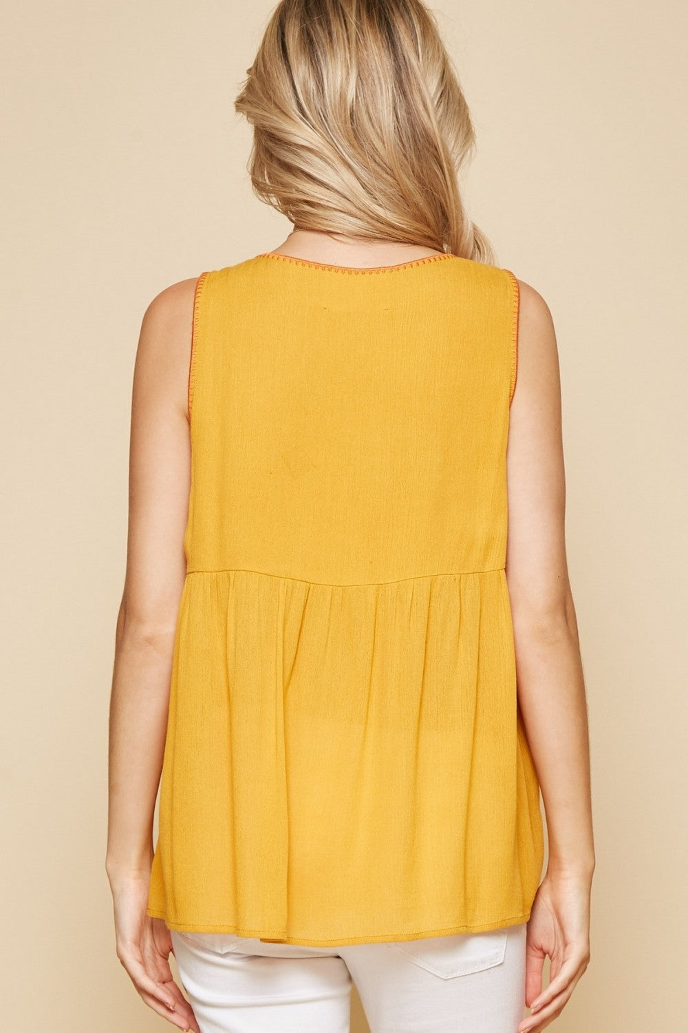 Embroidered Tunic Top- Marigold