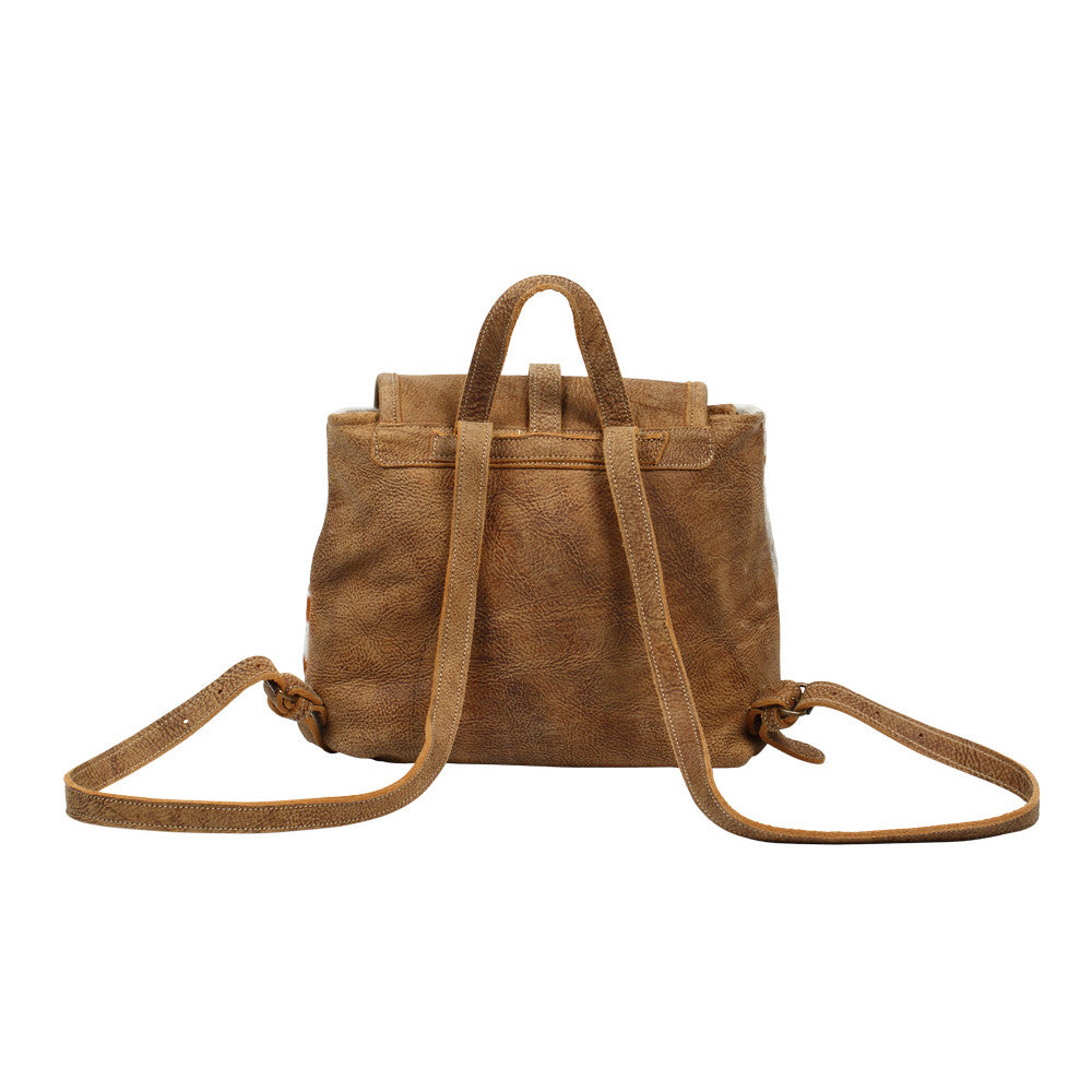 LEATHER FLAP HAIRONBACKPACK BAG