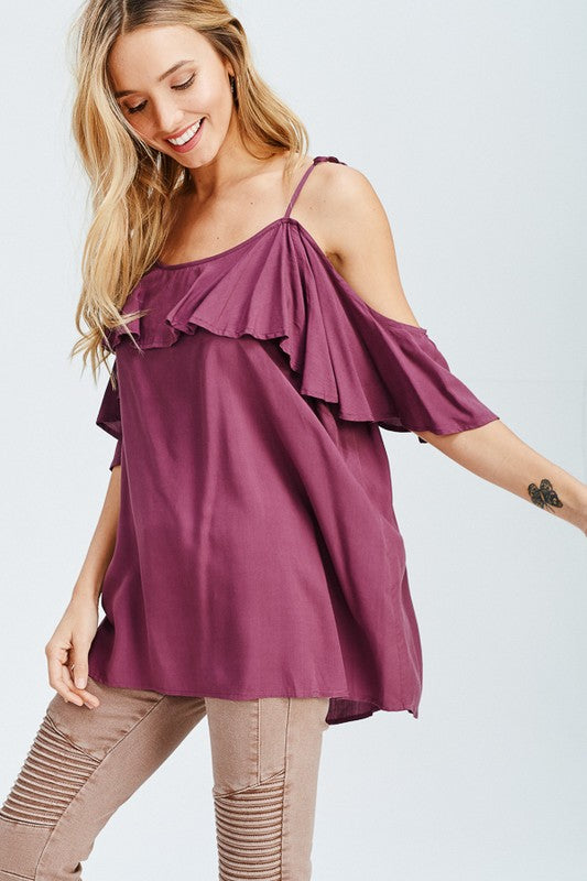 SPAGHETTI STRAP FRILLED CAMISOLE TOP