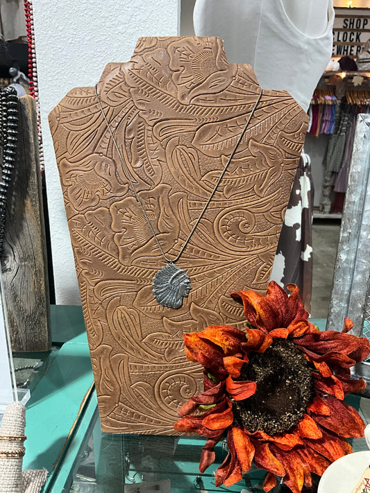 Sterling Indian Chief Necklace