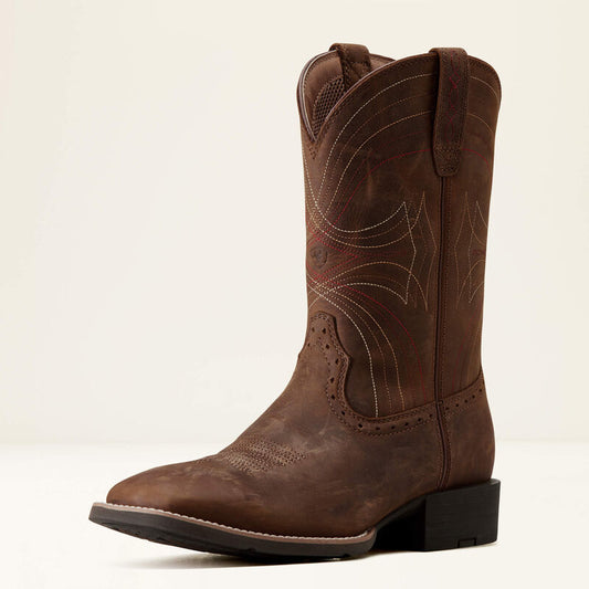 Sport Wide Square Toe Cowboy Boot DISTRESSED BROWN