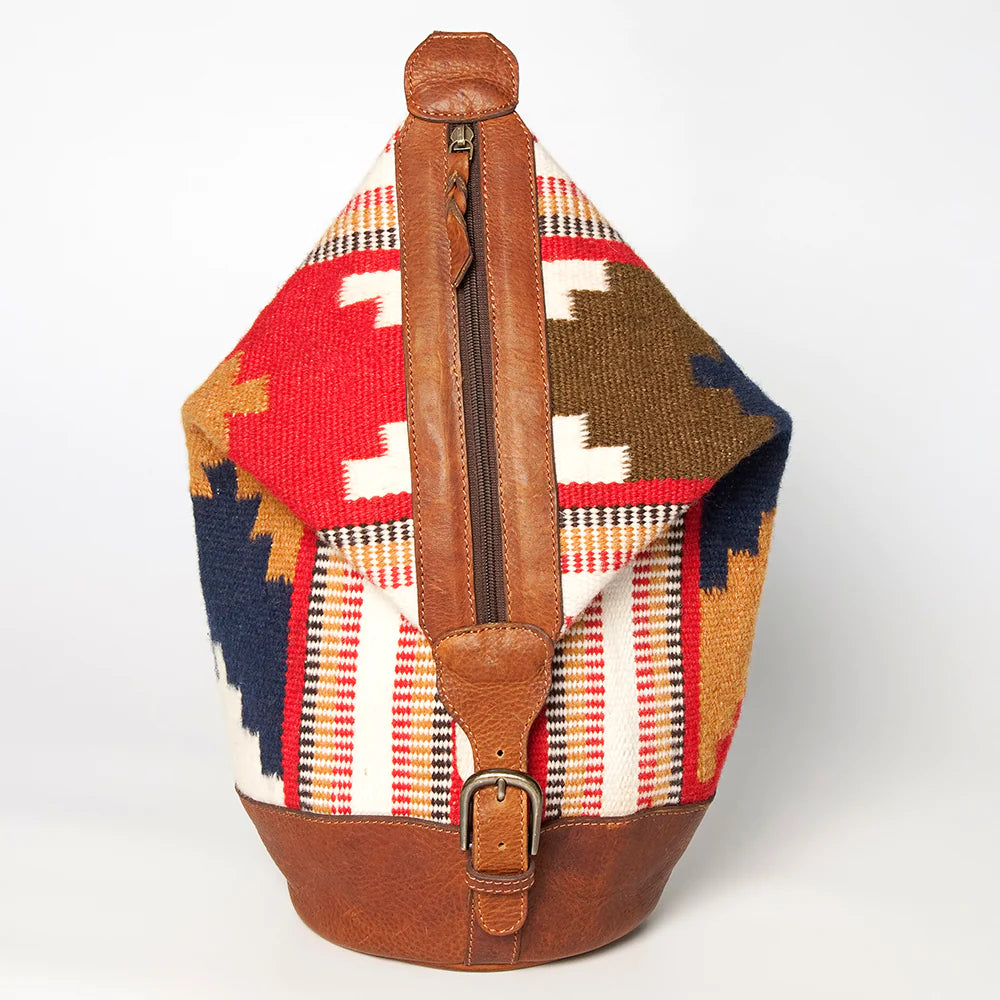 Red and White Navajo Buckle Tote