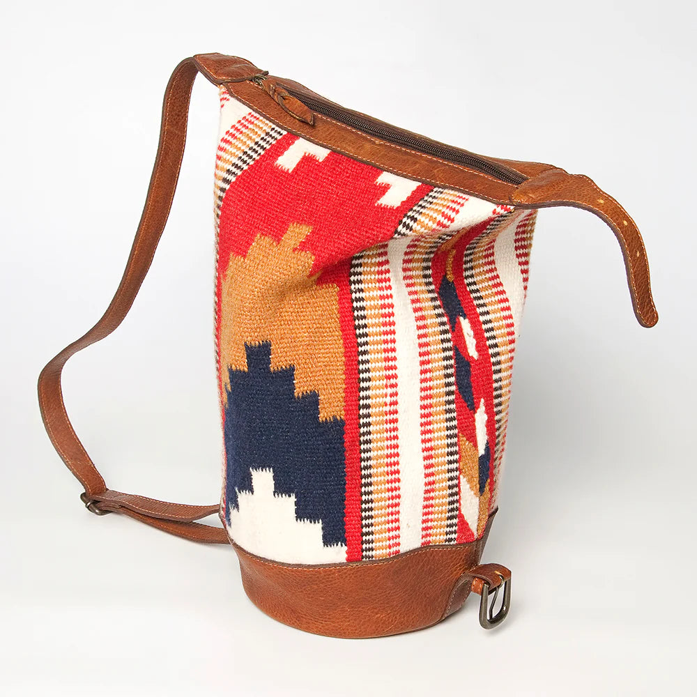 Red and White Navajo Buckle Tote