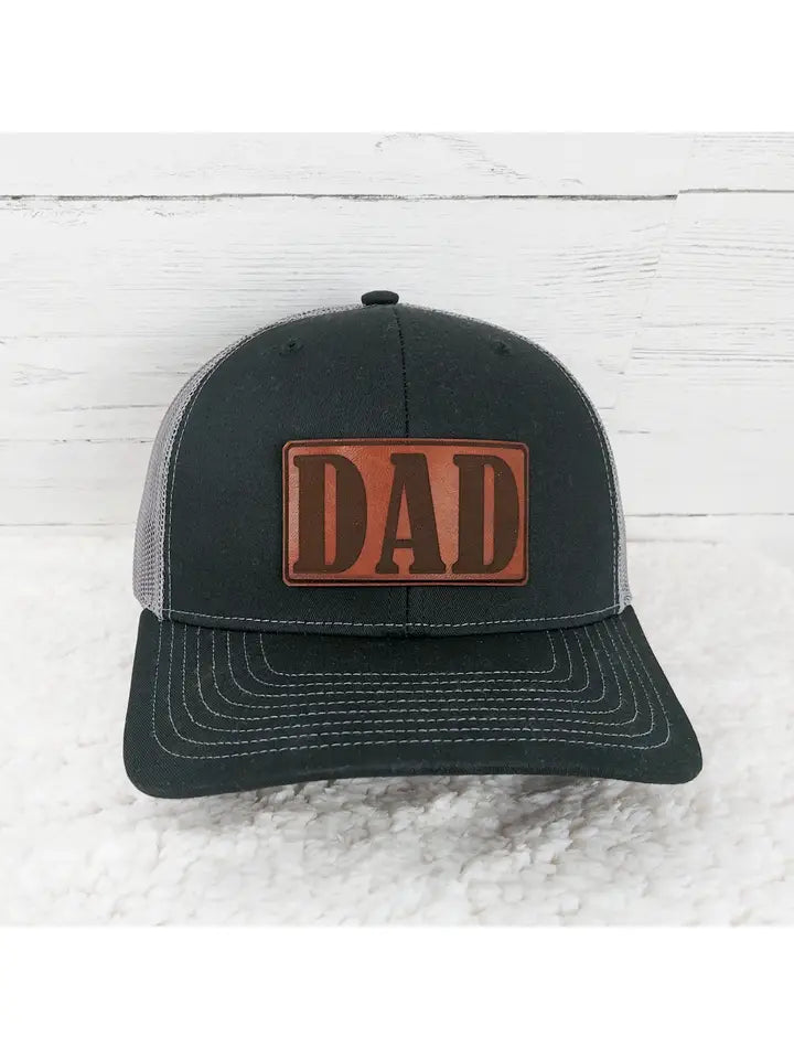 "Fathers Day" Black and Grey Richardson Trucker Hat Brown Patch