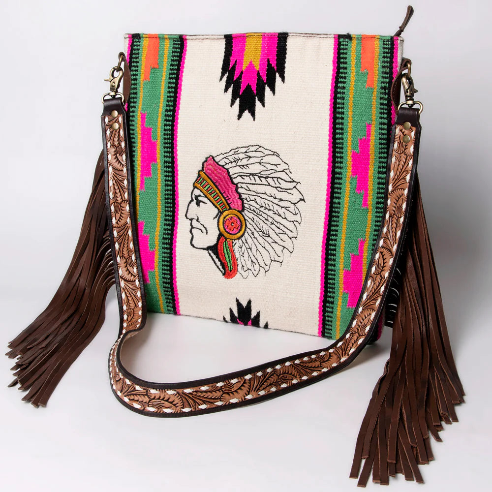 Hot Pink Indian Chief Bag w/ Fringe