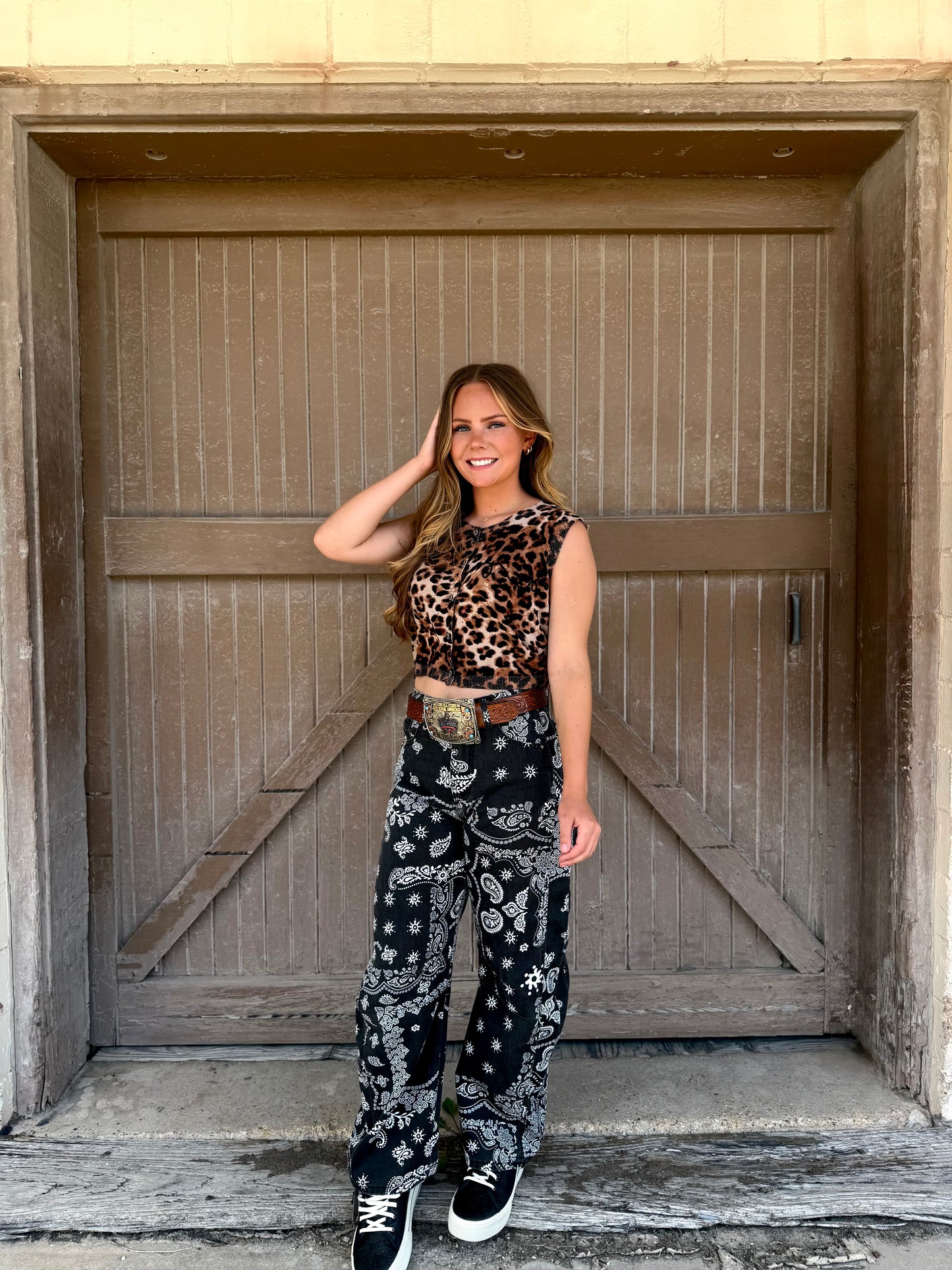 Denim Western Vintage Paisley Print Jeans