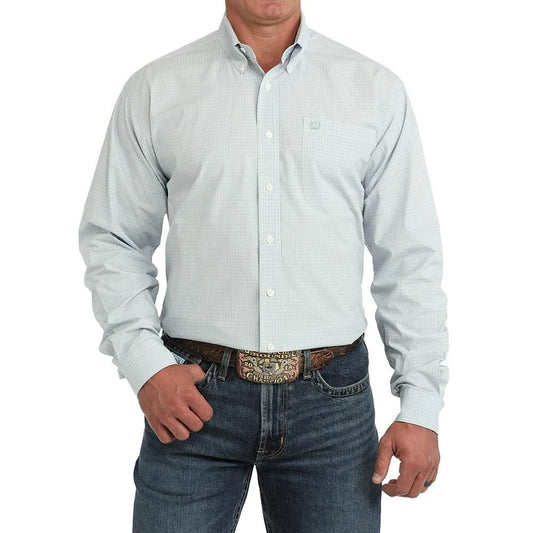 Cinch Men's L/S Plaid Light Blue Shirt