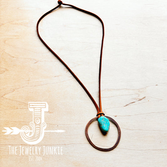 Leather Necklace W/ Turquoise Pendant