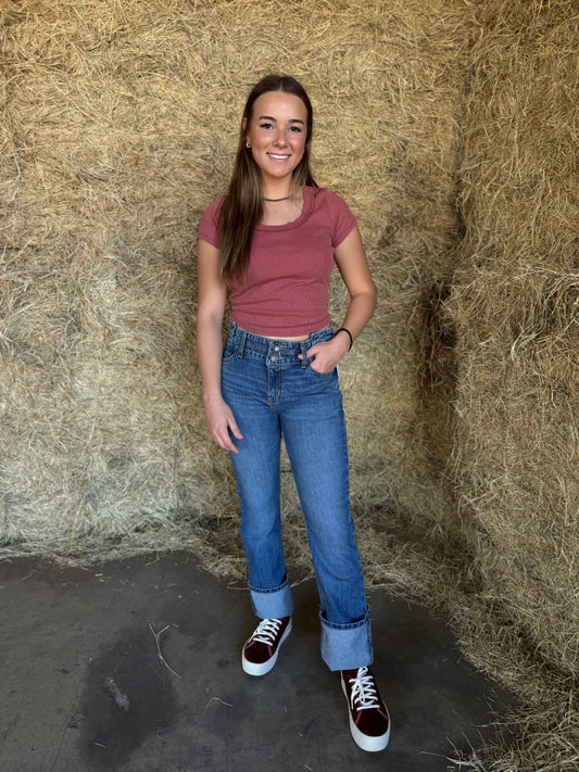 Cruel Girl Women's Slim Fit Hannah Boot Cut - Medium Stone