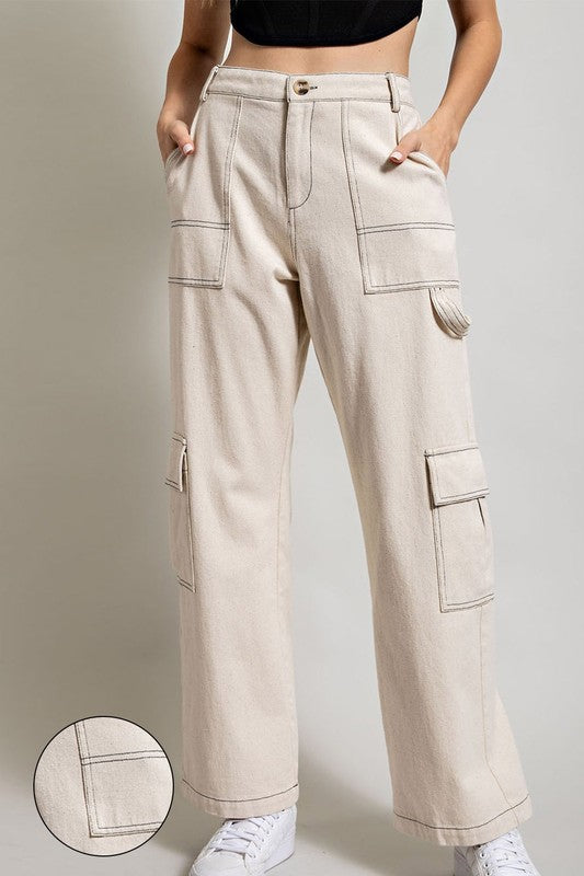 Solid Cargo Pants Oatmeal