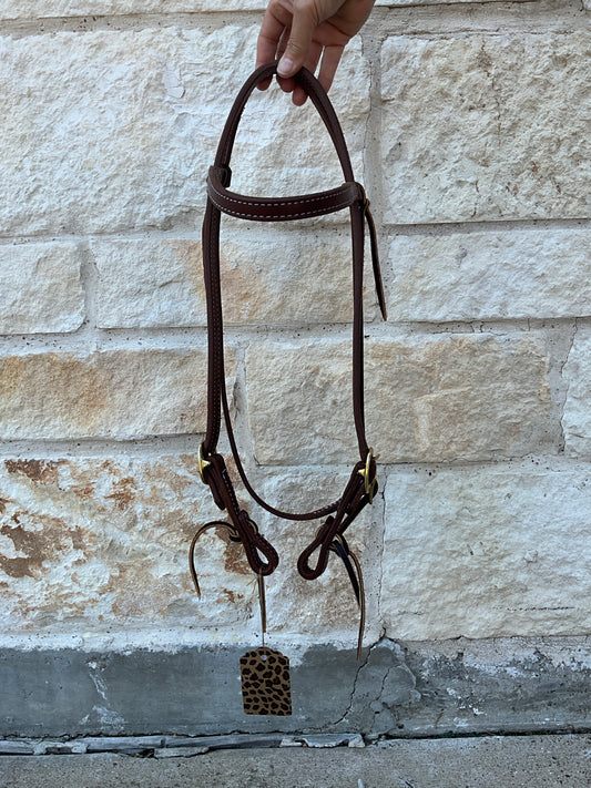 5/8" Doubled and Stitched Browband Headstall (Dark Oil)