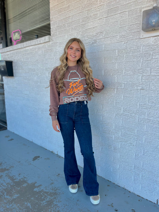 Fort Worth Rodeo Acid Wash Crew Neck Sweatshirt