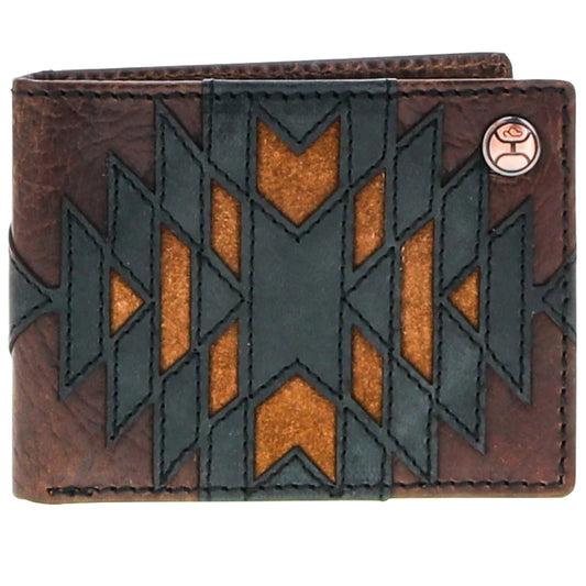 "KAI" BROWN/BLACK & TAN PATCHWORK FRONT POCKET BIFOLD WALLET