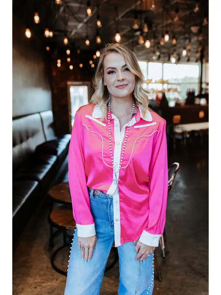 Hot Pink Fringe Western Shirt