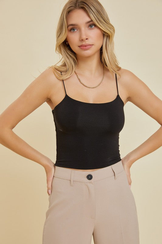 CROPPED SPAGHETTI STRAP TANK TOP