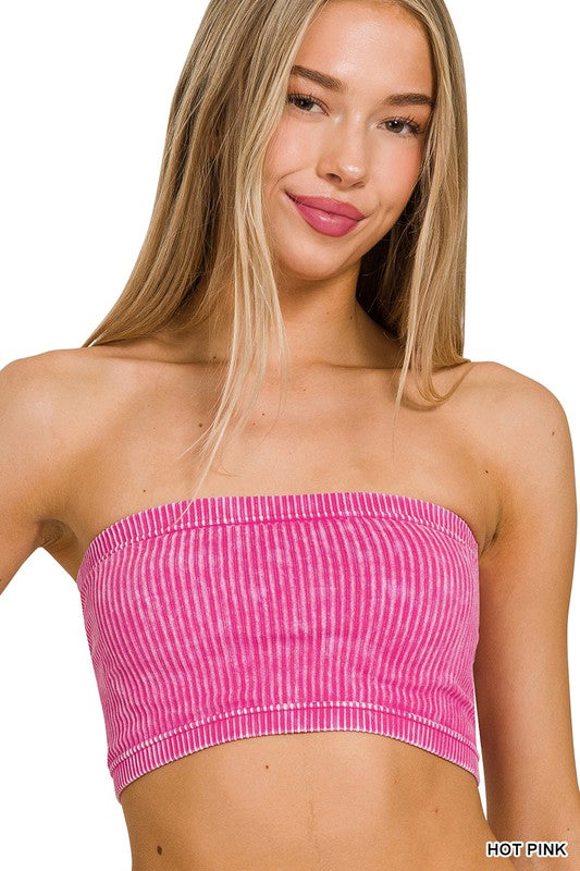 WASHED RIBBED SEAMLESS TUBE TOP